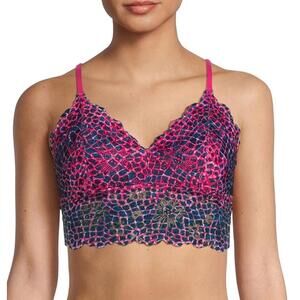 No Boundaries Bralette Sz XL Lace Longline Reptile Print Pink NWT